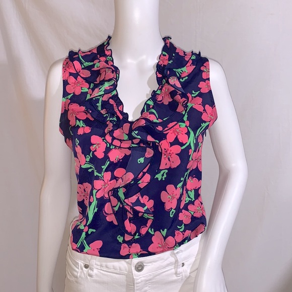 Lilly Pulitzer Allison Floral Ruffle Sleeveless Top, EU condition, size XS - Picture 3 of 10